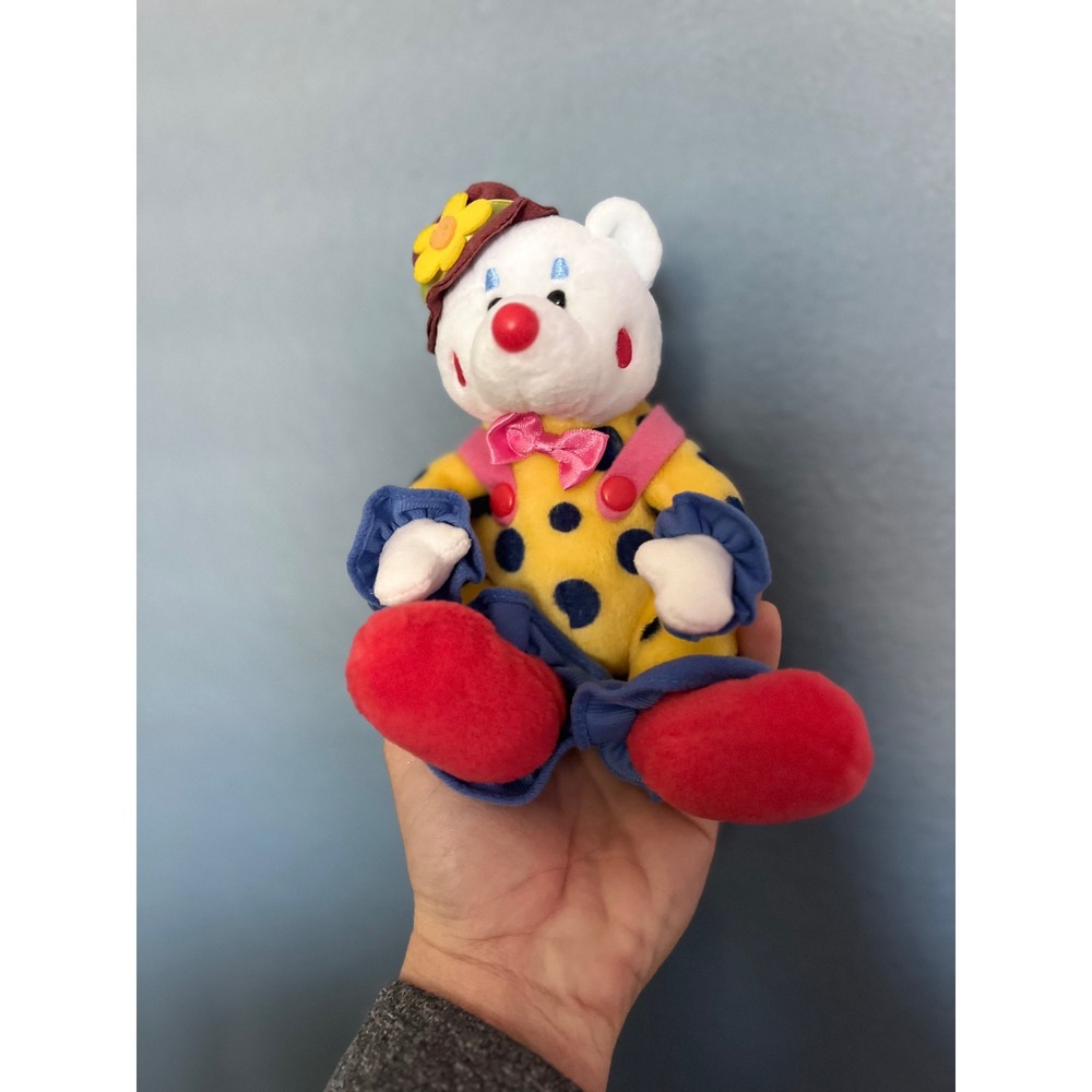 Ty Beanie Baby Juggles the Clown Bear Plush Yellow Blue Polka Dot 1999 Vintage